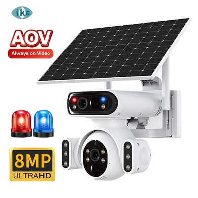 IK-V8 Solar Security 4G AOV Dual Lens Cameras with Siren Light